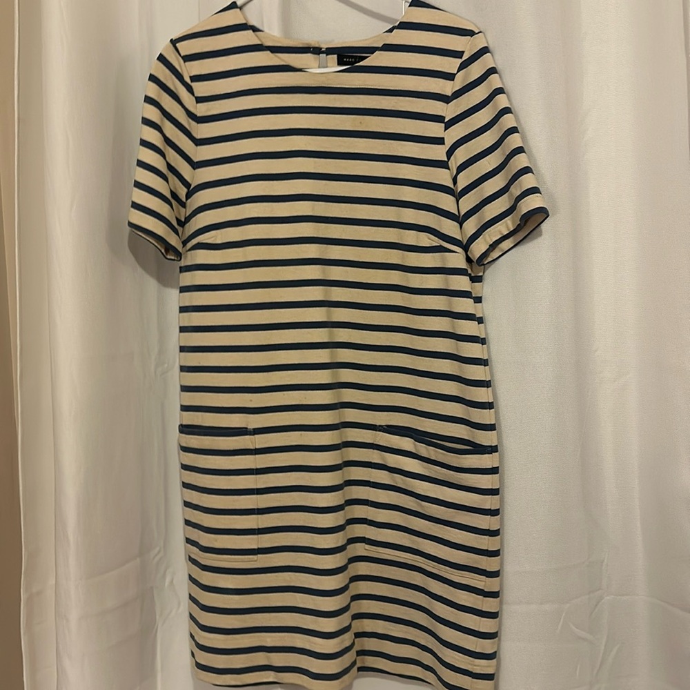 Marc Jacob’s size m 100% Cotton dress. Striped cream and navy blue.